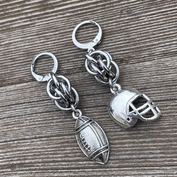 Sweet Pea Football Chainmaille Earrings