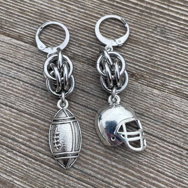 Sweet Pea Football Chainmaille Earrings
