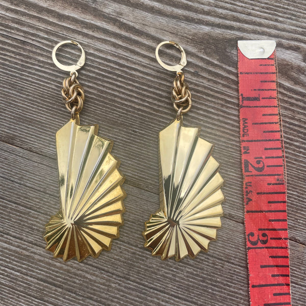 Brass Art Deco Chainmaille Earrings