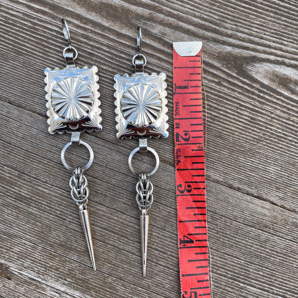 Big Bold Square Concho Chainmaille Earrings