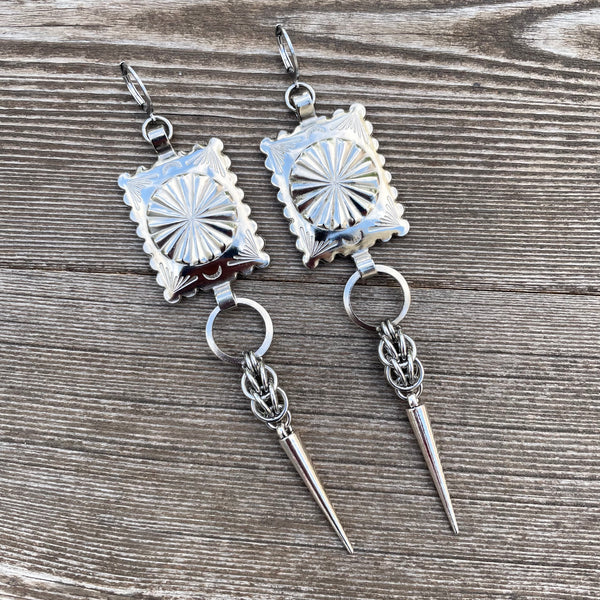 Big Bold Square Concho Chainmaille Earrings