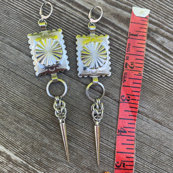 Big Bold Square Concho Chainmaille Earrings