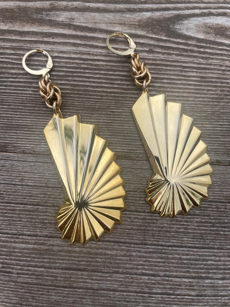 Brass Art Deco Chainmaille Earrings