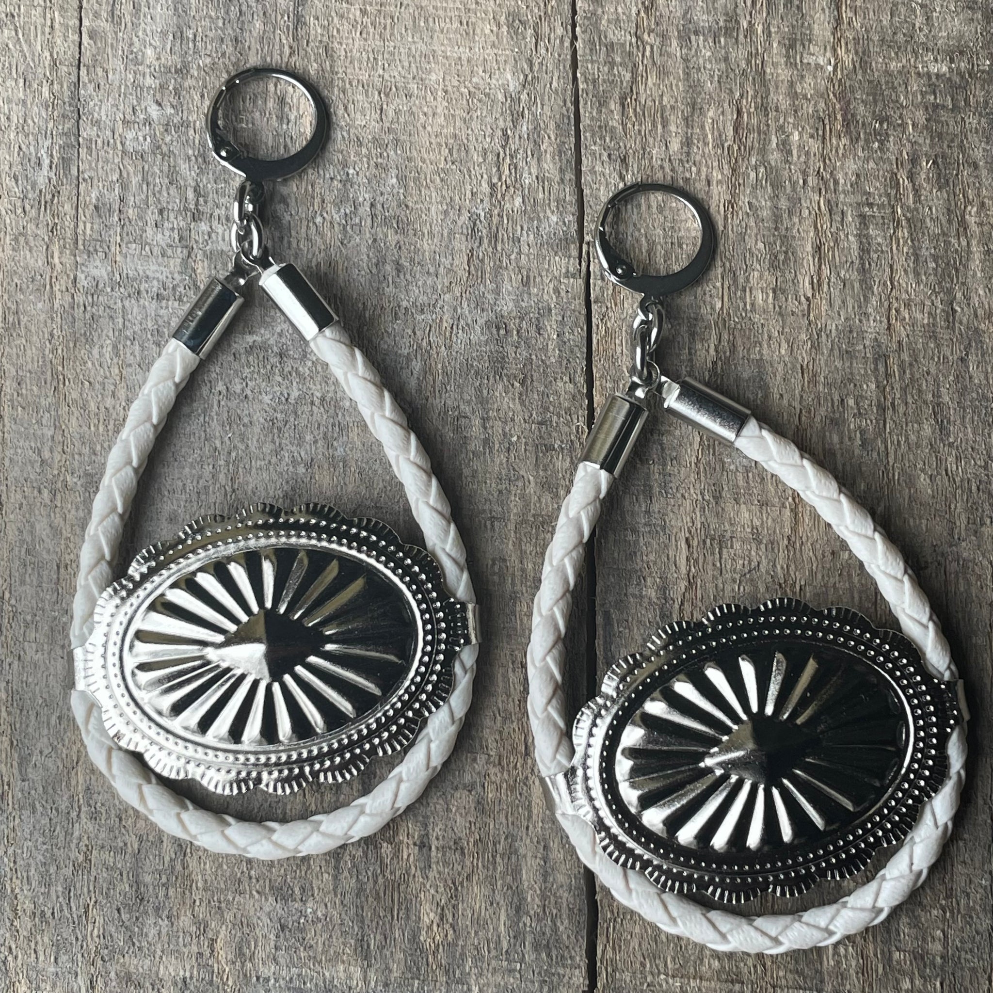 White Bolo Cord Earrings