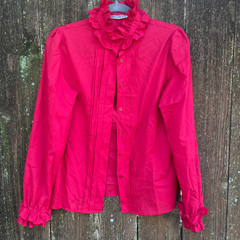Vintage Red Ruffle Top - S/M