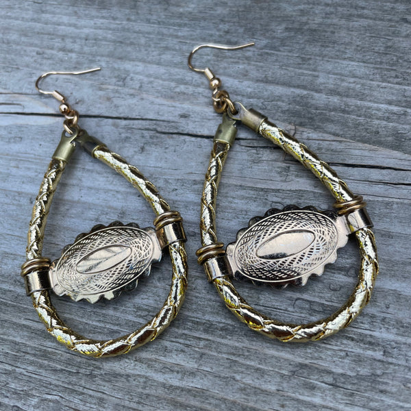 Brass & Gold Bolo Hoop Earrings