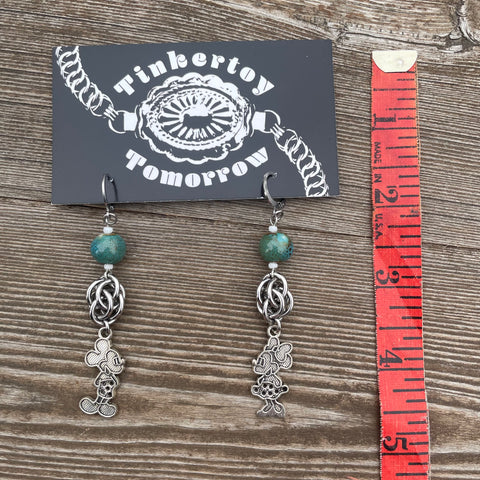 Thrift Store - Chainmaille Mouse Earrings Teal