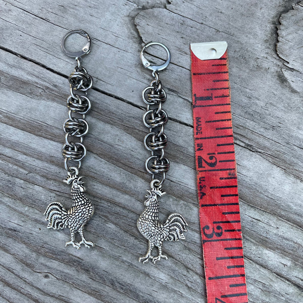 Rooster Crow Chainmaille Earrings