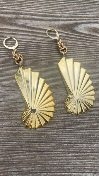 Brass Art Deco Chainmaille Earrings