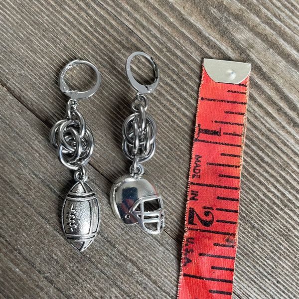 Sweet Pea Football Chainmaille Earrings