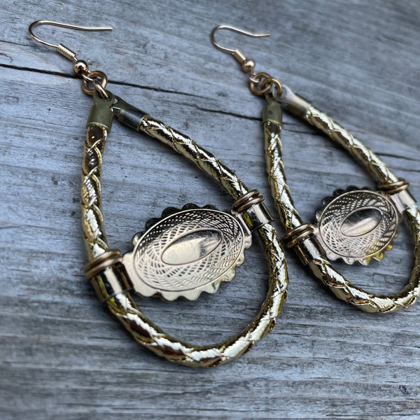 Brass & Gold Bolo Hoop Earrings