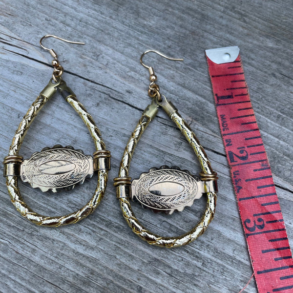 Brass & Gold Bolo Hoop Earrings