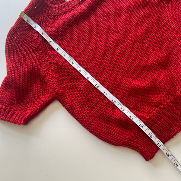 Vintage Red Knit Crop Sweater - XS
