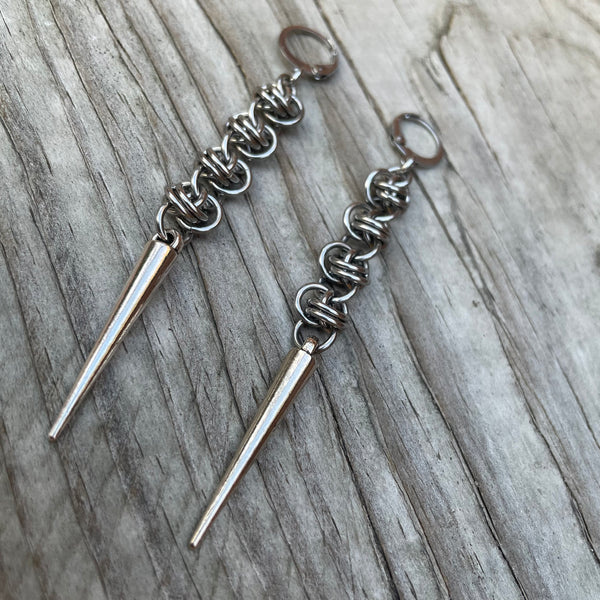 Barrel Spike Chainmaille Earrings