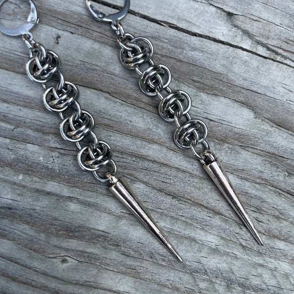 Barrel Spike Chainmaille Earrings