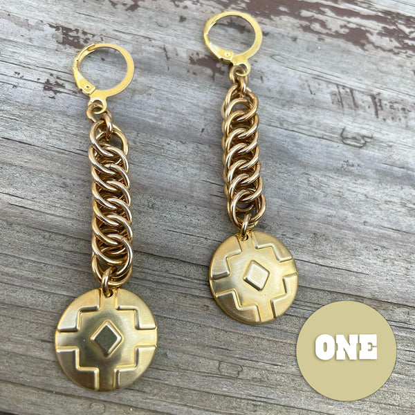 Brass Medallion Earrings