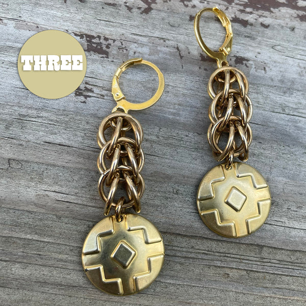 Brass Medallion Earrings