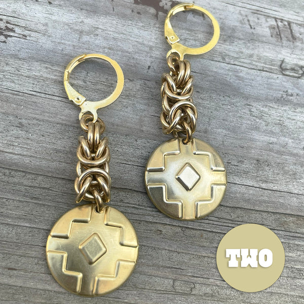 Brass Medallion Earrings