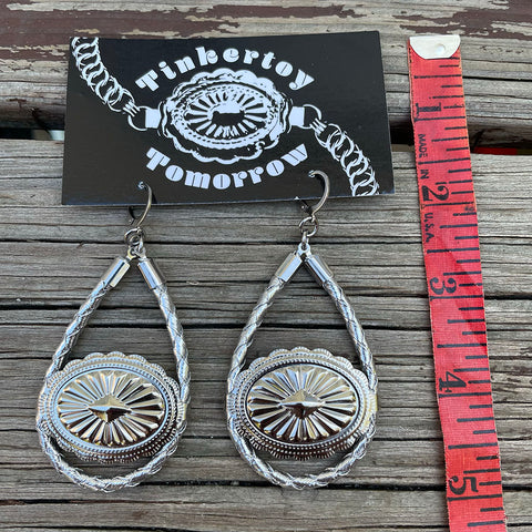 Thrift Store - Silver Bolo Cord Hoops