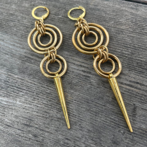 Thrift Store - Brass Bullseye Spike Earrings