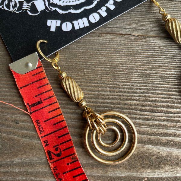 Thrift Store - Vintage Brass Bead Bullseye Earrings
