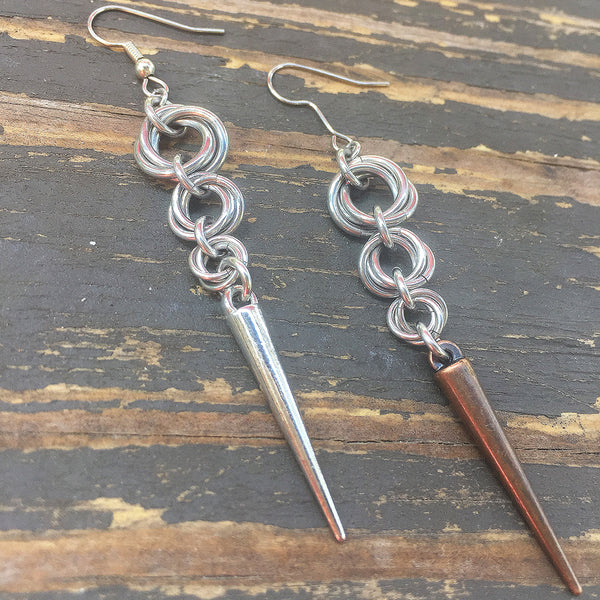 Mobius Chainmaille Spike Earrings