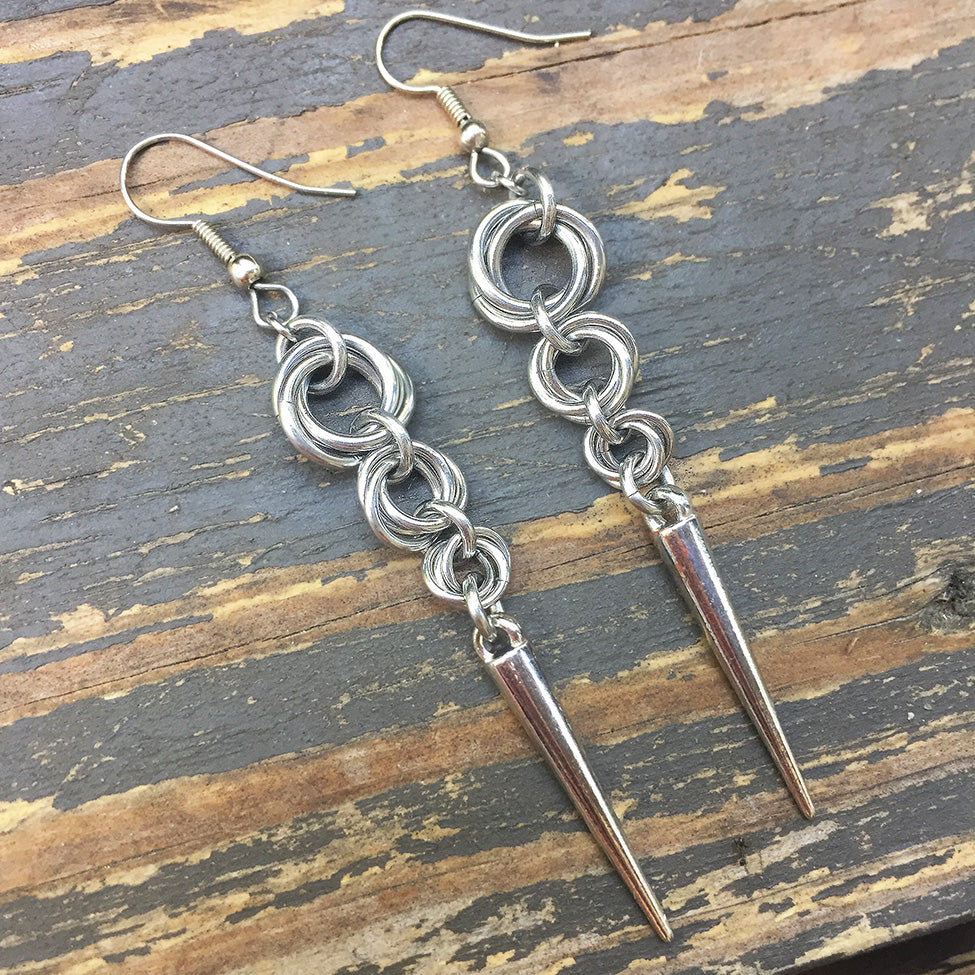 Mobius Chainmaille Spike Earrings