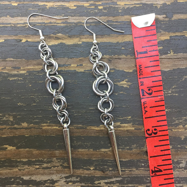 Long Mobius Chainmaille Spike Earrings