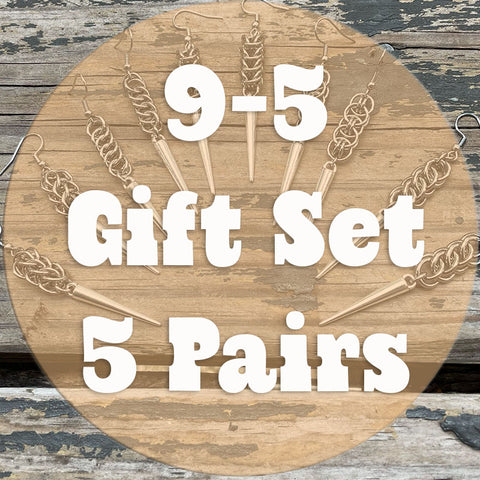 9-5 Gift Set - 5 Pairs of Chainmaille Earrings