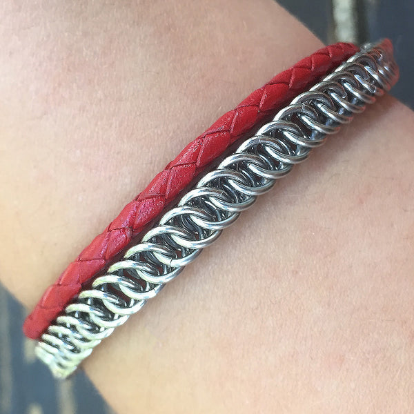Chainmaille Bracelet with Bolo Cord