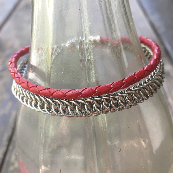 Chainmaille Bracelet with Bolo Cord