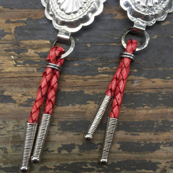 Coral Red Bolo Tie Earrings