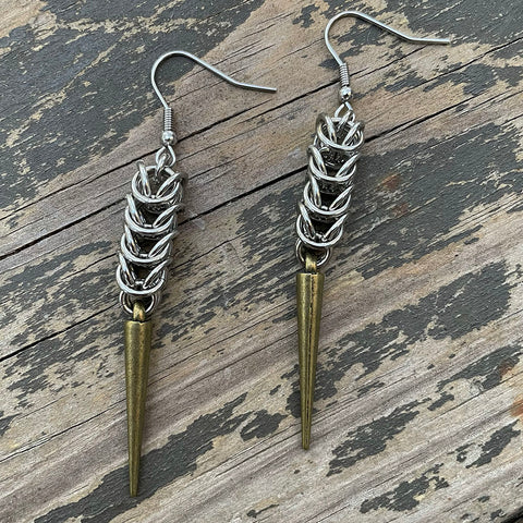 Box Chainmaille Spike Earrings