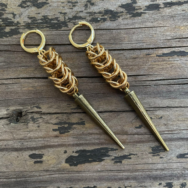 Brass Box Chainmaille Earrings