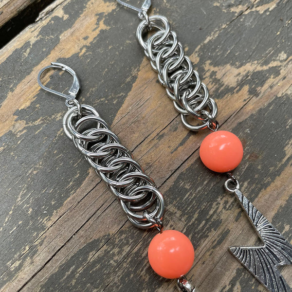 Peach Chainmaille Earrings