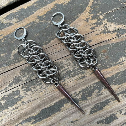 Chunky GSG Chainmaille Spike Earrings