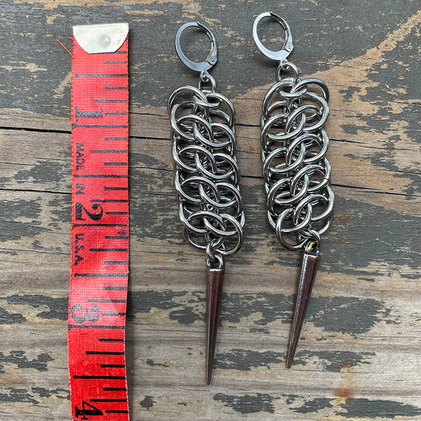 Chunky GSG Chainmaille Spike Earrings