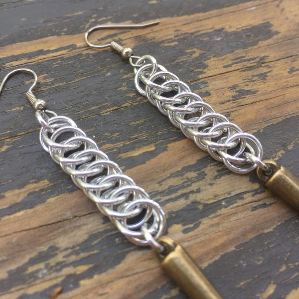 Brass Chainmaille Spike Earrings