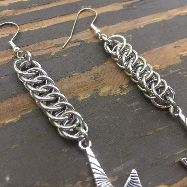 Large Lightning Bolt Chainmaille Earrings - 3 sizes available!