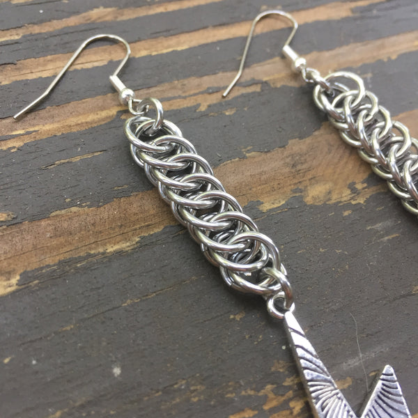 Large Lightning Bolt Chainmaille Earrings - 3 sizes available!