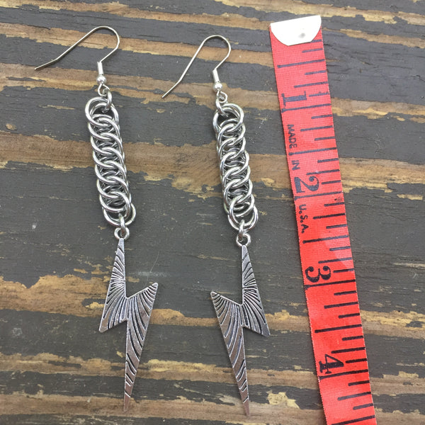 Large Lightning Bolt Chainmaille Earrings - 3 sizes available!