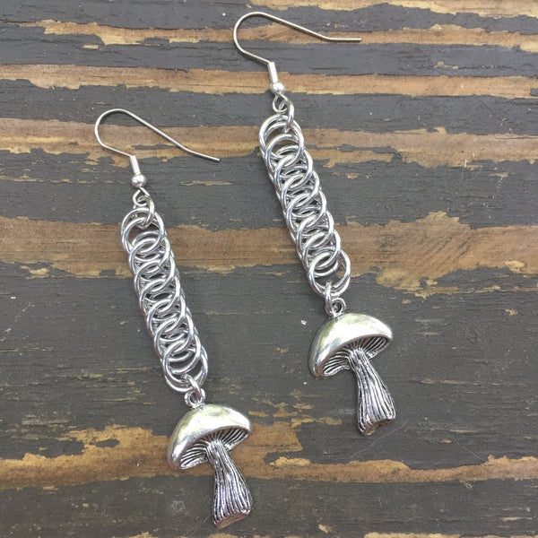 Mushroom Medium Chainmaille Earrings