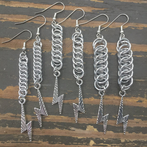 Lightning Bolt Chainmaille Earrings - 3 sizes available!