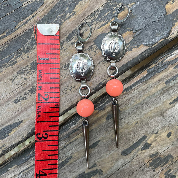 Small Concho Peach Earrings