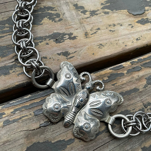 Helm Stamped Butterfly Necklace