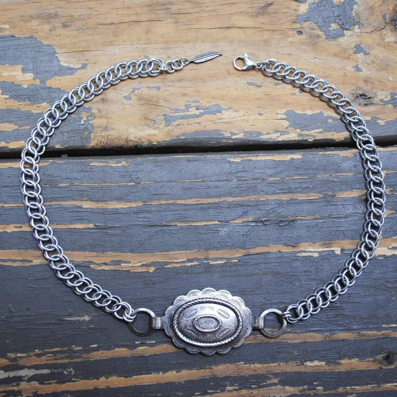 Chainmaille Concho Necklace Stainless Steel