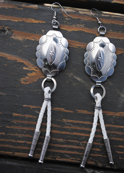 Lightning Bolt Concho Bolo Earrings