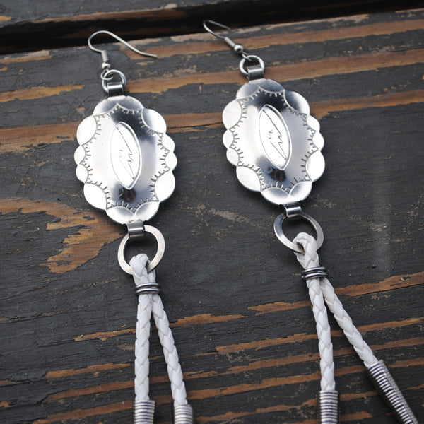 Lightning Bolt Concho Bolo Earrings