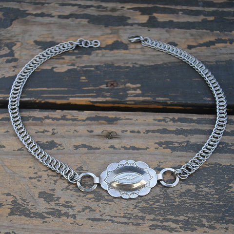 Chainmaille Lightning Bolt Concho Choker