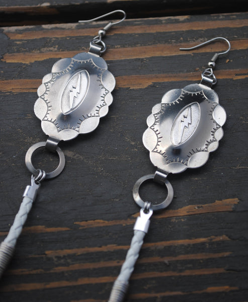 Lightning Bolt Concho Bolo Earrings